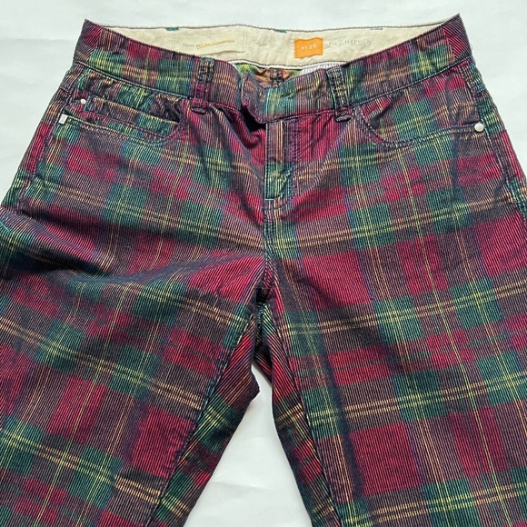 Pants Anthropologie Pilcro the Letterpress Hyphen Green Plaid 30" Waist No 26 - Picture 2 of 7